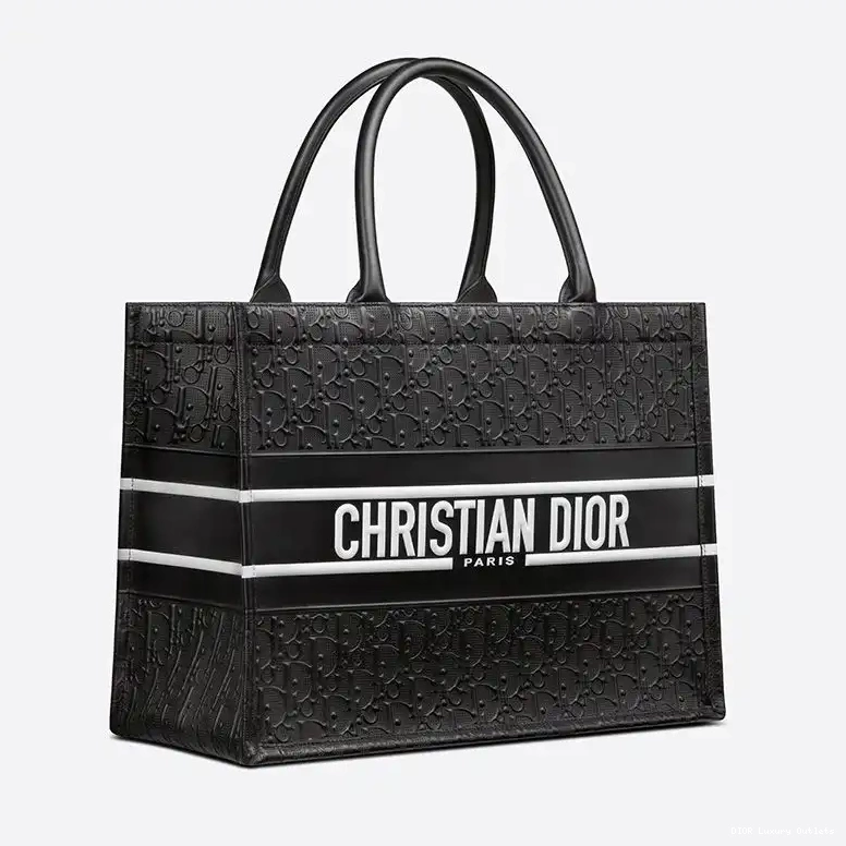 Cheap Embossed Tote Book Oblique Calfskin White Dior Black 0624 Luxury